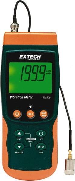 Extech - 10Hz to 1kHz (mm), LCD Vibration Meter Datalogger - 6 AA Batteries - Benchmark Tooling