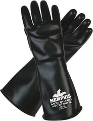 MCR Safety - Size L (9), 14" Long, 25 mil Thick, Butyl Chemical Resistant Gloves - Smooth Finish, Black - Benchmark Tooling