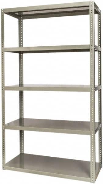 Hallowell - 5 Shelf Starter High-Capacity Open Steel Shelving - 2,500 Lb Capacity, 48" Wide x 84" High x 24" Deep, Gray - Benchmark Tooling