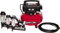 Porter-Cable - 0.80 HP, 2.6 SCFM at 90 psi CFM Pancake Finish/Brad Nailer, Stapler - 6 Gallon Tank, 10 Amp, 150 Max psi, 120V - Benchmark Tooling