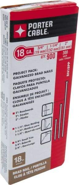 Porter-Cable - 18 Gauge 2" Long Brad Nails for Power Nailers - Steel, Galvanized Finish, Smooth Shank, Straight Stick Collation, Brad Head, Chisel Point - Benchmark Tooling