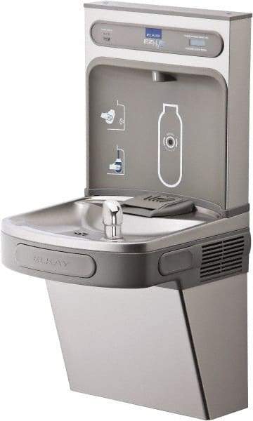 ELKAY - 8 GPH Cooling Capacity Barrier Free Wall Mounted Water Cooler & Fountain - Bottle Filling, 20 to 105 psi, 0.20 hp, Stainless Steel - Benchmark Tooling