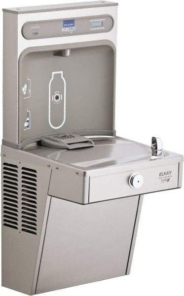 ELKAY - 8 GPH Cooling Capacity Barrier Free Wall Mounted Water Cooler & Fountain - Bottle Filling, 20 to 105 psi, 0.20 hp, Stainless Steel - Benchmark Tooling