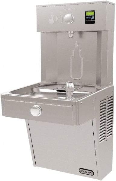 ELKAY - 8 GPH Cooling Capacity Barrier Free Wall Mounted Water Cooler & Fountain - Bottle Filling, 20 to 105 psi, 0.20 hp, Stainless Steel - Benchmark Tooling