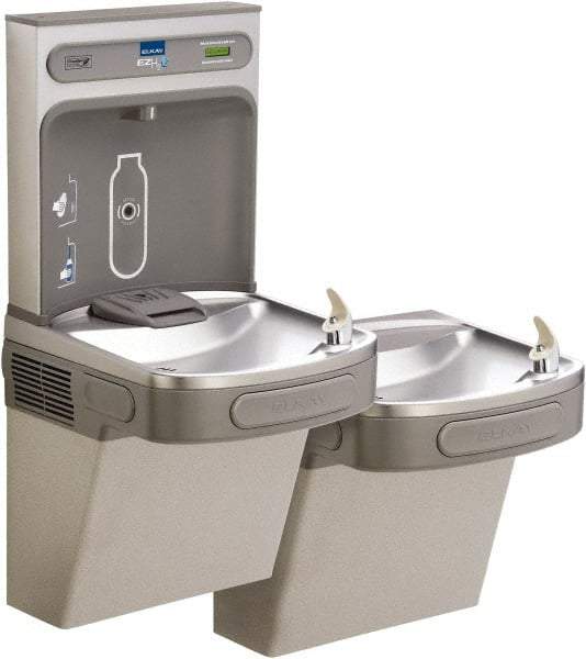 ELKAY - 8 GPH Cooling Capacity Barrier Free Wall Mounted Water Cooler & Fountain - Bottle Filling, 20 to 105 psi, 0.20 hp, Stainless Steel - Benchmark Tooling