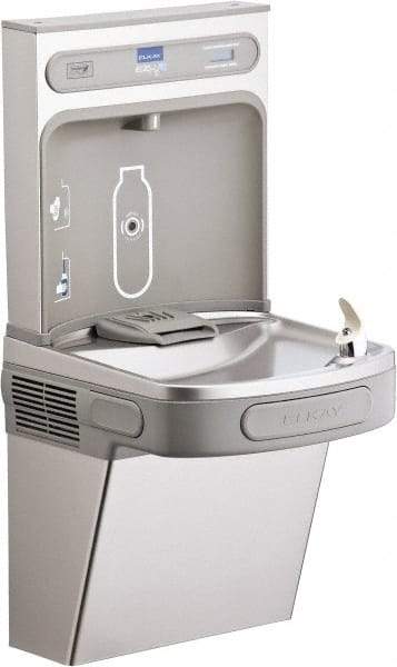 ELKAY - 8 GPH Cooling Capacity Barrier Free Wall Mounted Water Cooler & Fountain - Bottle Filling, 20 to 105 psi, 0.20 hp, Stainless Steel - Benchmark Tooling