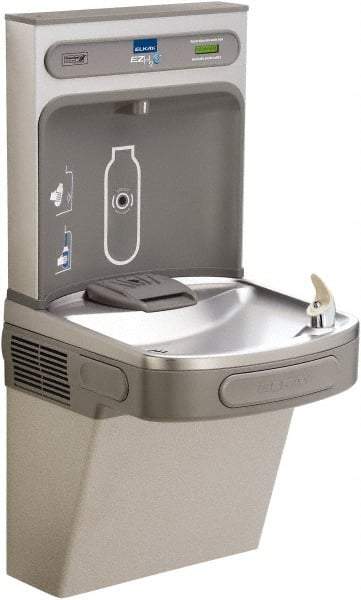 ELKAY - 8 GPH Cooling Capacity Barrier Free Wall Mounted Water Cooler & Fountain - Bottle Filling, 20 to 105 psi, 0.20 hp, Stainless Steel - Benchmark Tooling