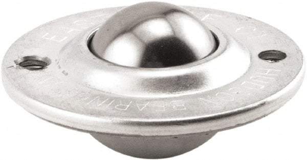 Hudson Bearing - 1 Inch Diameter, Round, Stainless Steel Ball Transfer - 2-1/4 Inch Overall Diameter, 3/4 Inch Mount Height, 75 Lb. Capacity - Benchmark Tooling