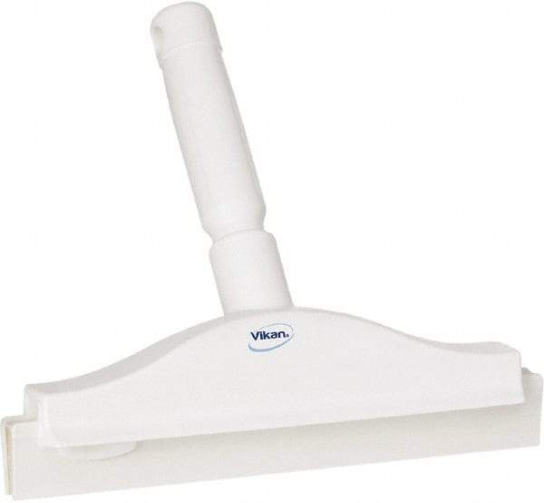 Vikan - 10" Rubber Blade Floor Squeegee - Double Edge, White, Plastic Holder - Benchmark Tooling