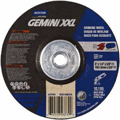 Norton - 24 Grit, 6" Wheel Diam, 1/4" Wheel Thickness, Type 27 Depressed Center Wheel - Aluminum Oxide, 13,580 Max RPM - Benchmark Tooling