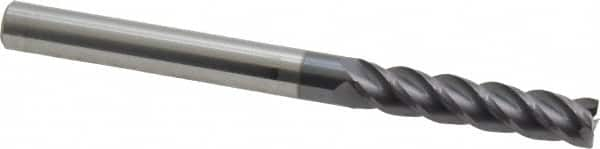 Accupro - 1/4", 4 Flute, Single End, Solid Carbide, 0.01" Corner Radius End Mill - 3" OAL, 40° Helix, Right Hand Flute, 1-1/8" LOC, Right Hand Cut - Benchmark Tooling