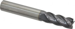 Accupro - 5/16", 4 Flute, Single End, Solid Carbide, 0.09" Corner Radius End Mill - 4" OAL, 40° Helix, Right Hand Flute, 1-5/8" LOC, Right Hand Cut - Benchmark Tooling