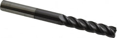 Accupro - 3/8", 4 Flute, Single End, Solid Carbide, 0.03" Corner Radius End Mill - 4" OAL, 40° Helix, Right Hand Flute, 1-3/4" LOC, Right Hand Cut - Benchmark Tooling