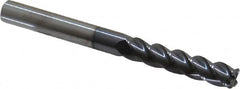 Accupro - 3/8", 4 Flute, Single End, Solid Carbide, 0.06" Corner Radius End Mill - 4" OAL, 40° Helix, Right Hand Flute, 1-3/4" LOC, Right Hand Cut - Benchmark Tooling