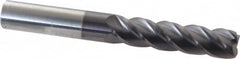 Accupro - 3/4", 4 Flute, Single End, Solid Carbide, 0.09" Corner Radius End Mill - 6" OAL, 40° Helix, Right Hand Flute, 3" LOC, Right Hand Cut - Benchmark Tooling