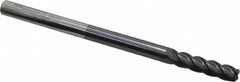 Accupro - 1/4", 4 Flute, Single End, Solid Carbide, 0.06" Corner Radius End Mill - 4" OAL, 40° Helix, Right Hand Flute, 1" LOC, Right Hand Cut - Benchmark Tooling