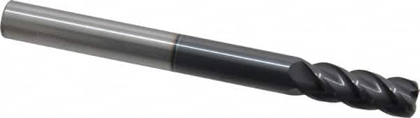 Accupro - 3/8", 4 Flute, Single End, Solid Carbide, 0.06" Corner Radius End Mill - 4" OAL, 40° Helix, Right Hand Flute, 1" LOC, Right Hand Cut - Benchmark Tooling