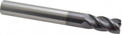 Accupro - 1/2", 4 Flute, Single End, Solid Carbide, 0.03" Corner Radius End Mill - 4" OAL, 40° Helix, Right Hand Flute, 1" LOC, Right Hand Cut - Benchmark Tooling