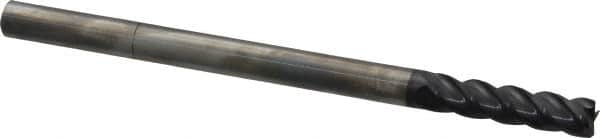 Accupro - 3/8", 4 Flute, Single End, Solid Carbide, 0.03" Corner Radius End Mill - 6" OAL, 40° Helix, Right Hand Flute, 1-1/2" LOC, Right Hand Cut - Benchmark Tooling