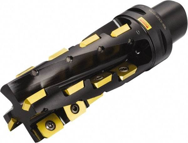 Sandvik Coromant - 2" Cut Diam, 4" Max Depth of Cut, 147.8534mm OAL, Indexable Square Shoulder End Mill - LEHT 18 04 16 Inserts, C5 Modular Connection, 90° Lead Angle, Series U-Max - Benchmark Tooling