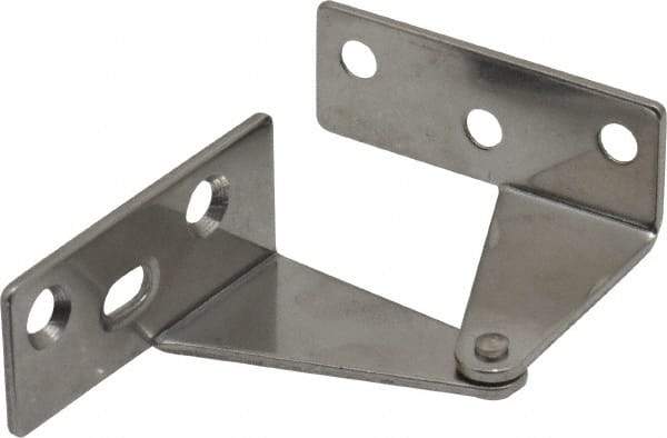 Sugatsune - 1-11/32" Long x 1-37/64" Wide x 1-1/2" Thick, Plain 430 Stainless Steel, Right Hand Overlay Door Pivot Hinge - 3" Pin Diam, 6 Holes, 1 Knuckle, 3.9 Lb Capacity, 18" Leaf Height - Benchmark Tooling