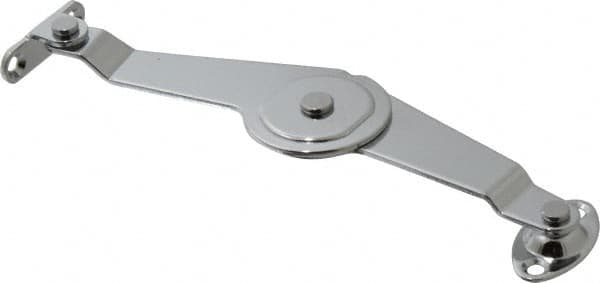 Sugatsune - 5-27/64" OAL x 1-7/64" Wide, 7 Lb Capacity, Lid Stay with Catch - Right Side, 9/64" Mounting Hole Diam, 90° Max Opening, Chrome Finished Steel, Brass & Nylon - Benchmark Tooling