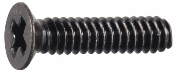 Made in USA - #4-40 UNC, 5/8" OAL Phillips Drive Machine Screw - Flat Head, Grade 300 Stainless Steel, Black Oxide Finish, Without Washer - Benchmark Tooling