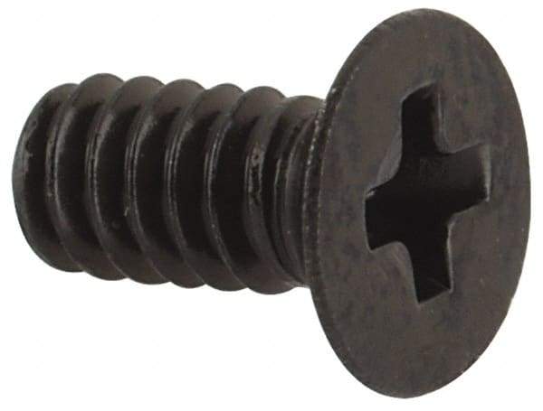 Made in USA - #4-40 UNC, 1/4" OAL Phillips Drive Machine Screw - Flat Head, Grade 300 Stainless Steel, Black Oxide Finish, Without Washer - Benchmark Tooling