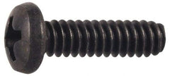 Made in USA - #8-32 UNC, 7/8" Length Under Head Phillips Drive Machine Screw - Pan Head, Grade 300 Stainless Steel, Black Oxide Finish, Without Washer - Benchmark Tooling