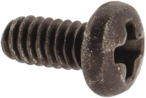 Made in USA - #2-56 UNC, 3/16" Length Under Head Phillips Drive Machine Screw - Pan Head, Grade 300 Stainless Steel, Black Oxide Finish, Without Washer - Benchmark Tooling