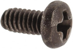 Made in USA - #2-56 UNC, 3/16" Length Under Head Phillips Drive Machine Screw - Pan Head, Grade 300 Stainless Steel, Black Oxide Finish, Without Washer - Benchmark Tooling