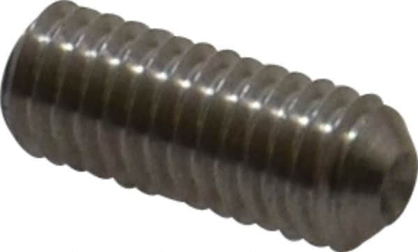 Made in USA - #10-32 UNF, 1/2" OAL, Cup Point Set Screw - Grade 303 Stainless Steel, 3/32" Key - Benchmark Tooling