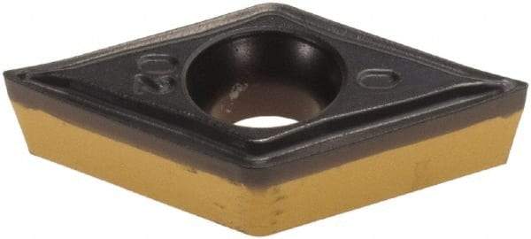 Iscar - DCMT3-0 SM Grade IC8250 Carbide Turning Insert - TiCN/Al2O3/TiN Finish, 55° Diamond, 3/8" Inscr Circle, 5/32" Thick, 0.008" Corner Radius - Benchmark Tooling