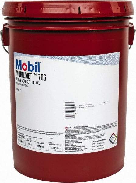 Mobil - Mobilmet 766, 5 Gal Pail Cutting Fluid - Straight Oil, For Automatic Lathe Operations, Broaching, Gear Shaving, Milling, Parting-Off, Planing, Shaping, Tapping, Threading - Benchmark Tooling