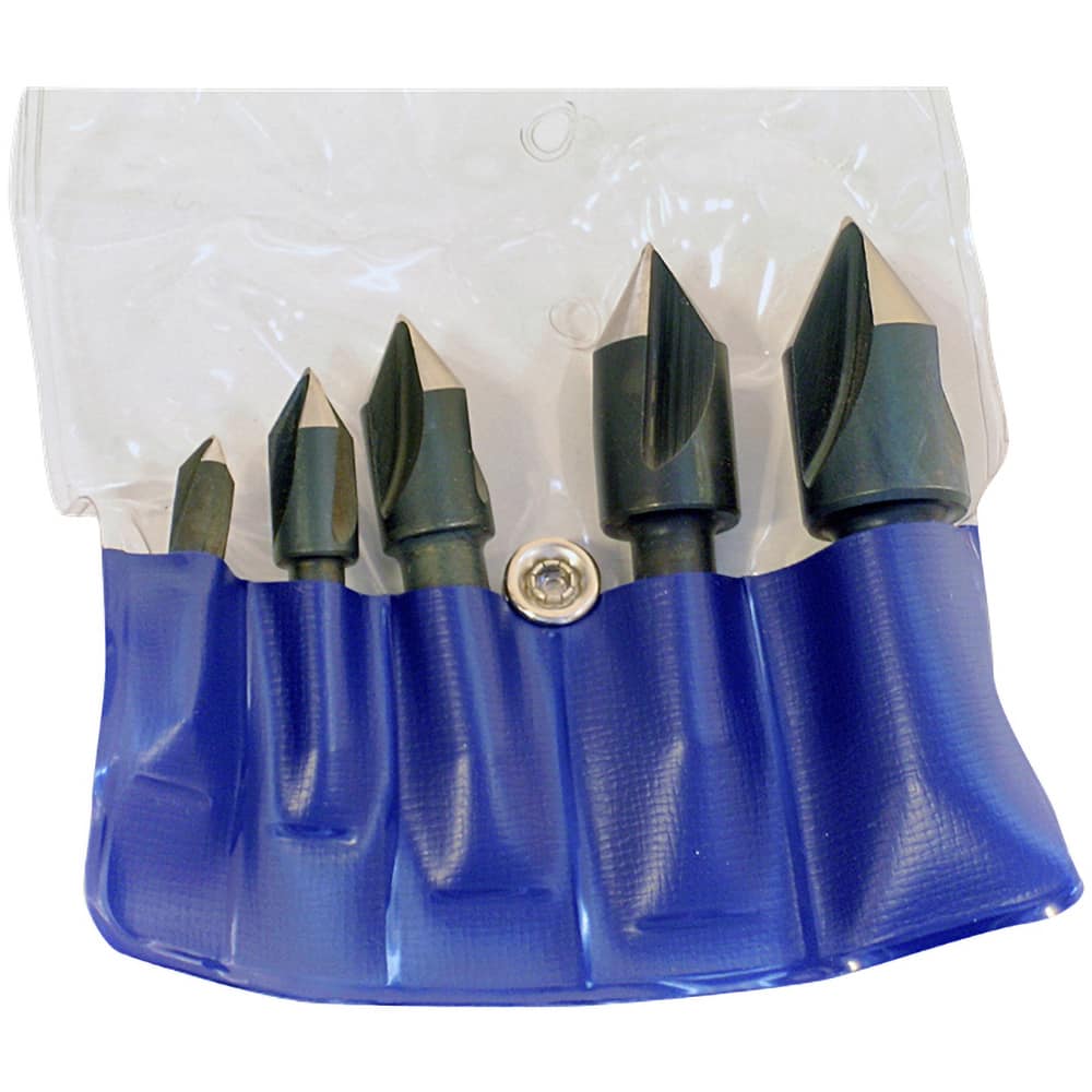 Chicago-Latrobe - 5 Piece, 1/4 to 3/4" Head Diam, 82° Included Angle, Single End Countersink Set - Benchmark Tooling