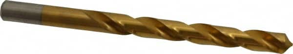 Chicago-Latrobe - 3/8" 118° High Speed Steel Jobber Drill - TiN Finish, Right Hand Cut, Spiral Flute, Straight Shank, 5" OAL, Standard Point - Benchmark Tooling