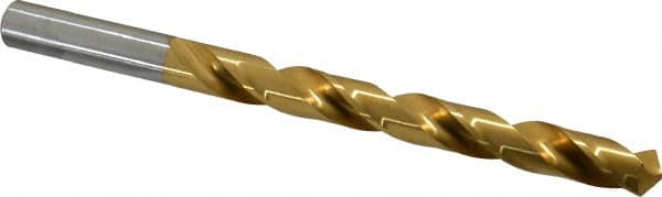 Chicago-Latrobe - Letter U 118° High Speed Steel Jobber Drill - TiN Finish, Right Hand Cut, Spiral Flute, Straight Shank, 5" OAL, Standard Point - Benchmark Tooling