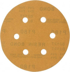 Made in USA - 6" Diam, 180 Grit, Aluminum Oxide Hook & Loop Disc - Very Fine Grade, Coated, C Weight Paper Backing, - Benchmark Tooling