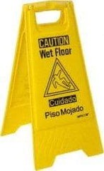 NMC - Caution - Wet Floor, 10-3/4" Wide x 24-5/8" High, Plastic Floor Sign - English/Spanish, A-Frame, Black on Yellow, For Restroom, Janitorial & Housekeeping - Benchmark Tooling