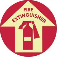 NMC - Fire Extinguisher, Anti-Skid Polyester Floor Sign - Round, Red on Glow (Yellow), Adhesive Backed, For Fire - Benchmark Tooling