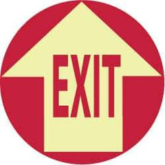 NMC - Exit, Anti-Skid Polyester Floor Sign - Round, Red on Glow (Yellow), Adhesive Backed, For Exit, Entrance & Directional - Benchmark Tooling