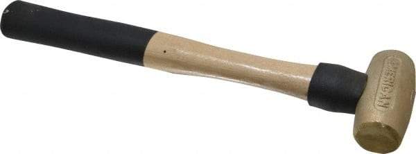 American Hammer - 1-1/2 Lb Head 1-3/8" Face Brass Head Hammer - 12" OAL, Wood Handle - Benchmark Tooling