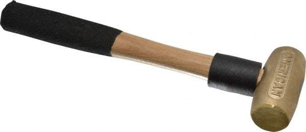 American Hammer - 1 Lb Head 1-1/8" Face Brass Head Hammer - 12" OAL, Wood Handle - Benchmark Tooling