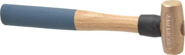 American Hammer - 1-1/2 Lb Head 1-3/8" Face Bronze Nonmarring Hammer - 12" OAL, Wood Handle - Benchmark Tooling