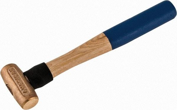 American Hammer - 1 Lb Head 1-1/8" Face Bronze Nonmarring Hammer - 12" OAL, Wood Handle - Benchmark Tooling