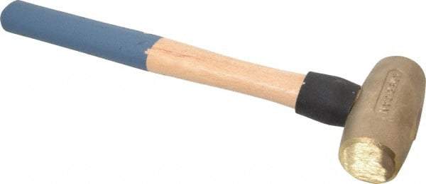 American Hammer - 4 Lb Head 1-5/8" Face Bronze Nonmarring Hammer - 16" OAL, Wood Handle - Benchmark Tooling