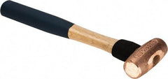 American Hammer - 1-1/2 Lb Nonsparking Copper Head Hammer - 12" OAL, 2-3/4" Head Length, 1-3/8" Face Diam, 12" Hickory Handle - Benchmark Tooling