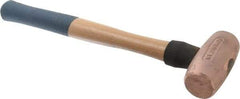 American Hammer - 4 Lb Nonsparking Copper Head Hammer - 16" OAL, 4-1/2" Head Length, 1-5/8" Face Diam, 16" Hickory Handle - Benchmark Tooling