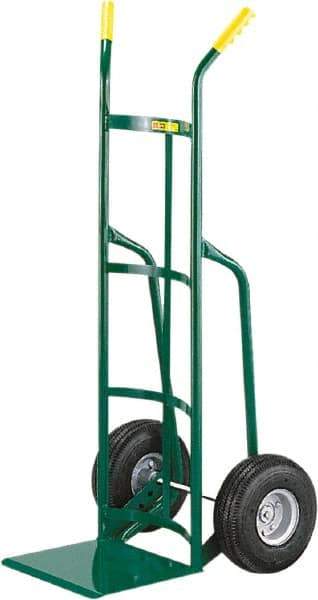 Little Giant - 800 Lb Capacity 49" OAH Hand Truck - 12 x 14" Base Plate, Dual Handle, Steel, Full Pneumatic Wheels - Benchmark Tooling