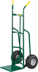 Little Giant - 800 Lb Capacity 49" OAH Hand Truck - 12 x 14" Base Plate, Dual Handle, Steel, Full Pneumatic Wheels - Benchmark Tooling